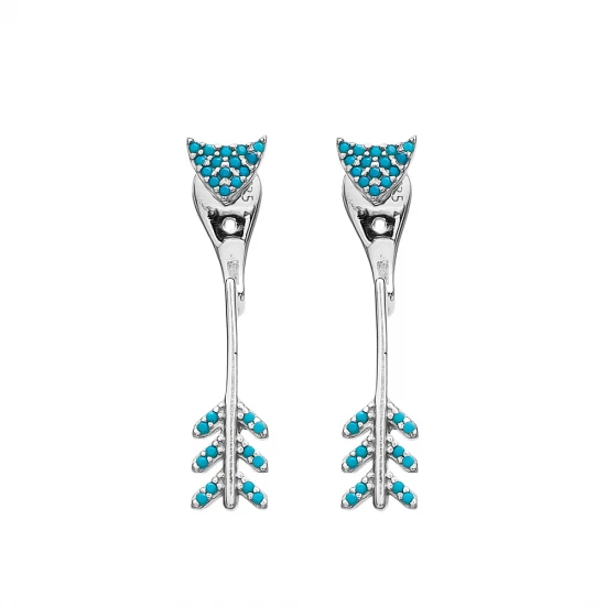Made in Turkey Ear Jackt Sterling Silver Earrings - Sade 925 Silver Jewelry