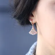 Turkish 925 Silver Baguette Dangle Clip On Earrings