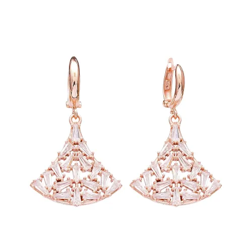 Turkish 925 Silver Baguette Dangle Clip On Earrings