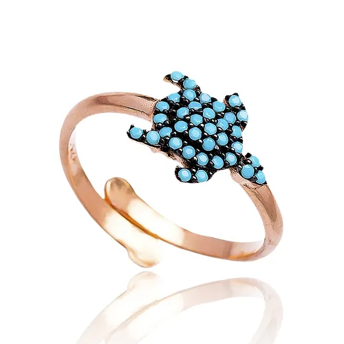 Turkish Turquoise Turtle 925 Sterling Silver Ring