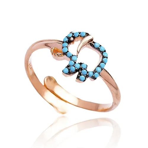 Turkish Turquoise Elephant 925 Sterling Silver Ring