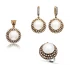 Turkish White Round Solitaire Halo Silver Jewelry Set