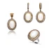 Turkish White Oval Halo 925 Sterling Silver Jewelry Set