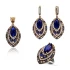 Turkish Blue Pear Layered Halo CZ Silver Jewelry Set