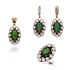Turkish Green Oval Floral Halo CZ Silver Jewelry Set