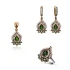Turkish Green Pear Floral Halo CZ Silver Jewelry Set