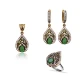 Turkish Green Pear Drop Cluster CZ Silver Jewelry Set Turkish Green Pear Drop Cluster CZ Silver Jewelry Set