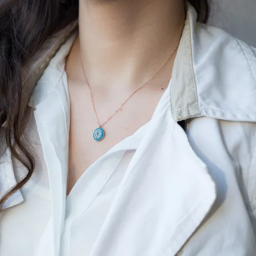 Turkish Turquoise Evil Eye 925 Sterling Silver Pendant