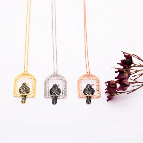 Made in Turkey Bird Cage 925 Sterling Silver Pendant
