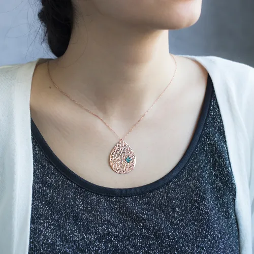 Simple Hammered 925 Silver Pendant Made in Turkey