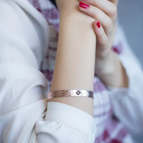 Wholesale Handmade Turkish Sterling Silver Hammered Cuff Bangle