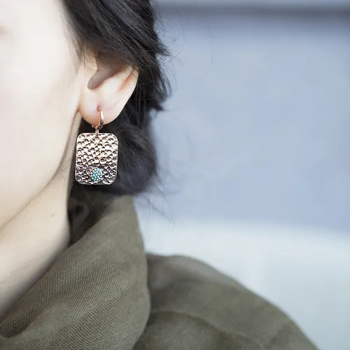 Modern Dainty Hammered 925 Sterling Silver Earring