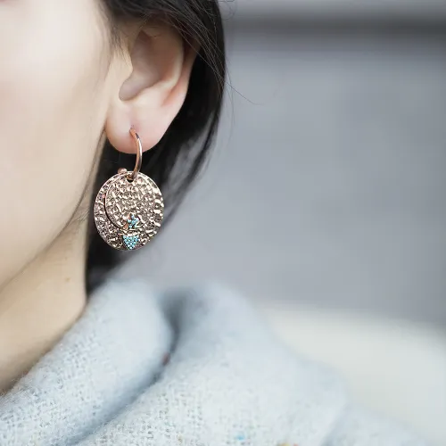 Modern Dainty Hammered 925 Sterling Silver Earring