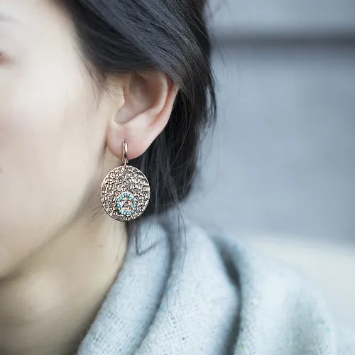 Modern Dainty Hammered 925 Sterling Silver Earring