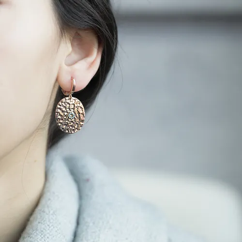 Modern Dainty Hammered 925 Sterling Silver Earring