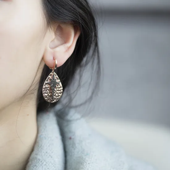 Modern Dainty Hammered 925 Sterling Silver Earring