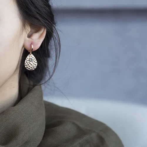 Modern Dainty Hammered 925 Sterling Silver Earring