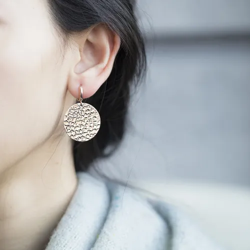 Modern Dainty Hammered 925 Sterling Silver Earring