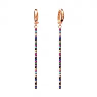 Long Thin Mix Stone Bar Long Earrings