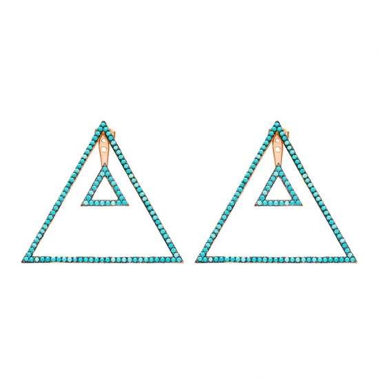 Turkish Triangle Dangle Sterling Silver Earrings | 925 Sterling Silver Wholesale | Sade Silver Turkish Triangle Dangle Sterling Silver Earrings - Sade 925 Silver Jewelry