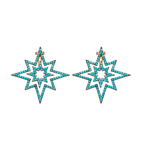 Made in Turkey Pole Star 925 Sterling Silver Earrings