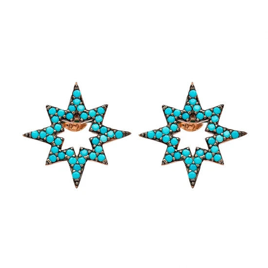 Turkish Pole Star Turquoise Sterling Silver Earrings Turkish Pole Star Turquoise Sterling Silver Earrings