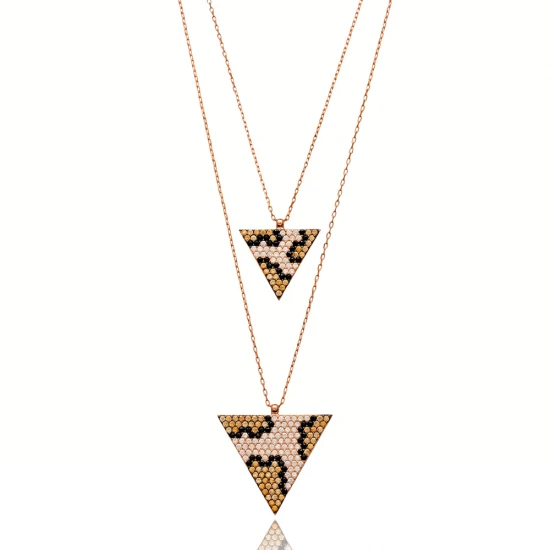 Turkish Triangle Leopard 925 Sterling Silver Pendant | 925 Sterling Silver Wholesale | Sade Silver Turkish Triangle Leopard 925 Sterling Silver Pendant - Sade 925 Silver Jewelry