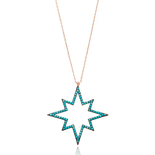 Turkish Star Nano Turquoise 925 Sterling Silver Pendant