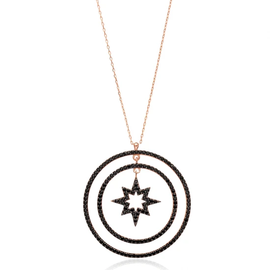 Turkish Pole Star With Open Circle 925 Silver Pendant Turkish Pole Star With Open Circle 925 Silver Pendant