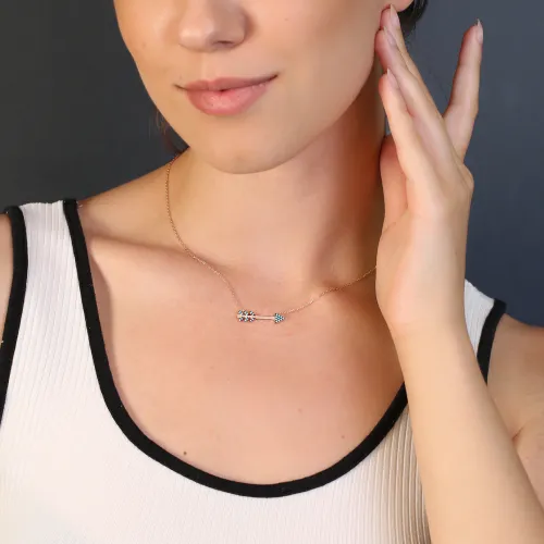 Turkish Nano Turquoise Arrow Sterling Silver Necklace