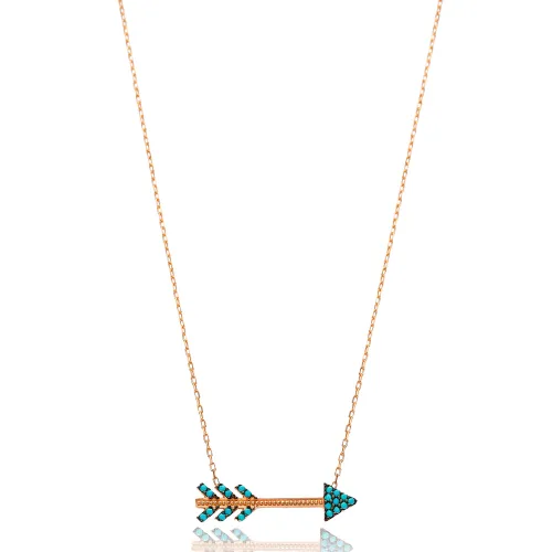 Turkish Nano Turquoise Arrow Sterling Silver Necklace
