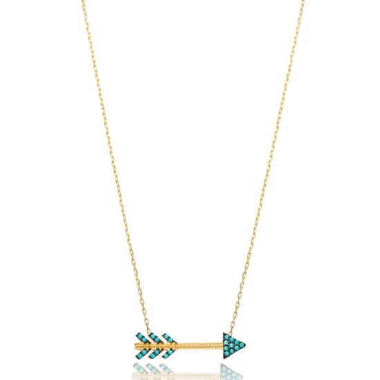 Turkish Nano Turquoise Arrow Sterling Silver Necklace Turkish Nano Turquoise Arrow Sterling Silver Necklace