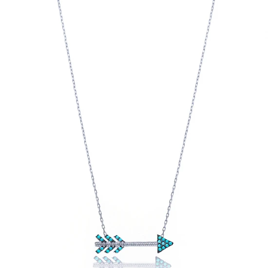 Turkish Nano Turquoise Arrow Sterling Silver Necklace Turkish Nano Turquoise Arrow Sterling Silver Necklace