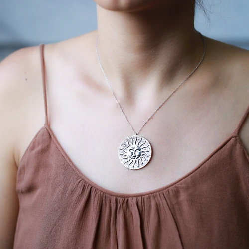 Turkish Sun Face 925 Sterling Silver Pendant
