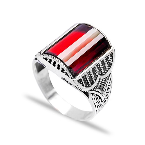 Made in Turkey Garnet Men 925 Sterling Silver Ring Made in Turkey Garnet Men 925 Sterling Silver Ring