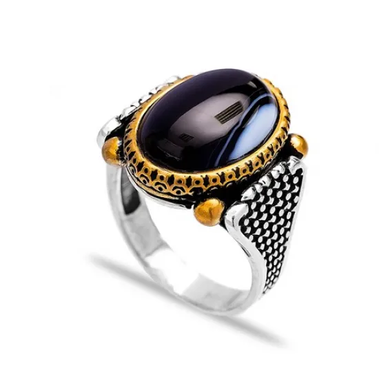 Handmade Onyx Men 925 Sterling Silver Ring
