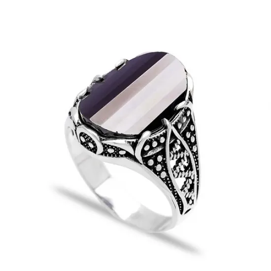 Turkish Onyx Men Ring in 925 Sterling Silver
