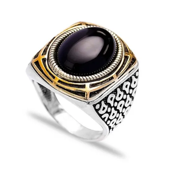 Turkish Handmade Onyx Men 925 Sterling Silver Ring Turkish Handmade Onyx Men 925 Sterling Silver Ring