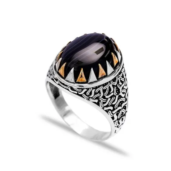 Turkish Handmade Onyx Men Sterling Silver Ring