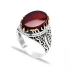 Turkish 925 Sterling Silver Red Agate Men Ring