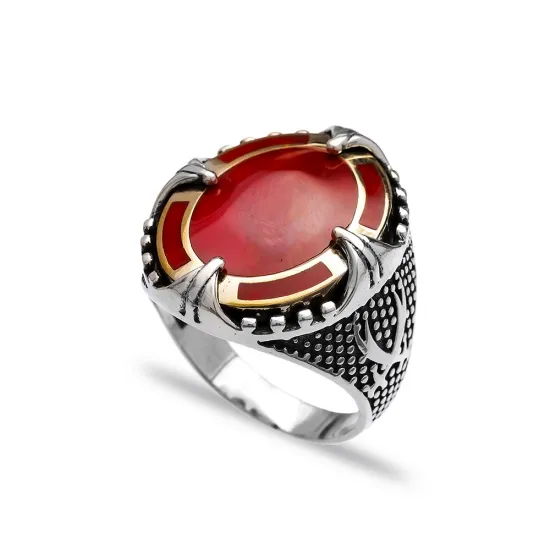 Made in Turkey Red Agate Men 925 Silver Ring Made in Turkey Red Agate Men 925 Silver Ring