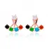 Turkish Multicolor Round Fan CZ Silver Ear Jackets