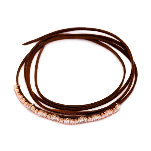 Turkish CZ Leather Choker 925 Sterling Silver Necklace