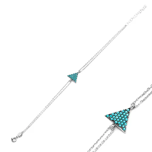 Turkish Triangle Geometric Turquoise Silver Bracelet