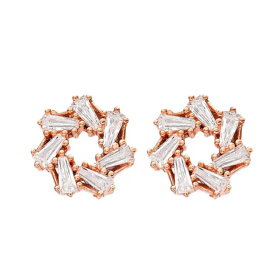 Turkish Baguette Round 925 Sterling Silver Earrings Turkish Baguette Round 925 Sterling Silver Earrings