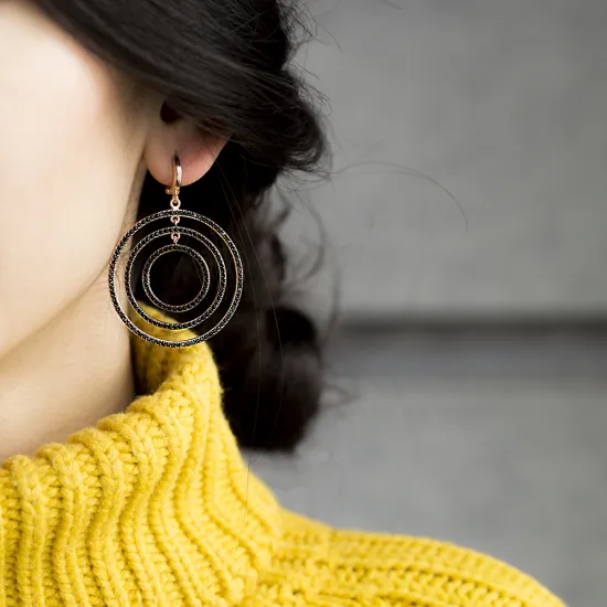 Turkish Handmade Round Dangle 925 Silver Earrings Turkish Handmade Round Dangle 925 Silver Earrings
