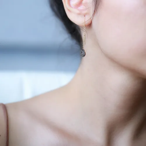 Turkish 925 Silver Ear Thread Chain Earrin Earrings