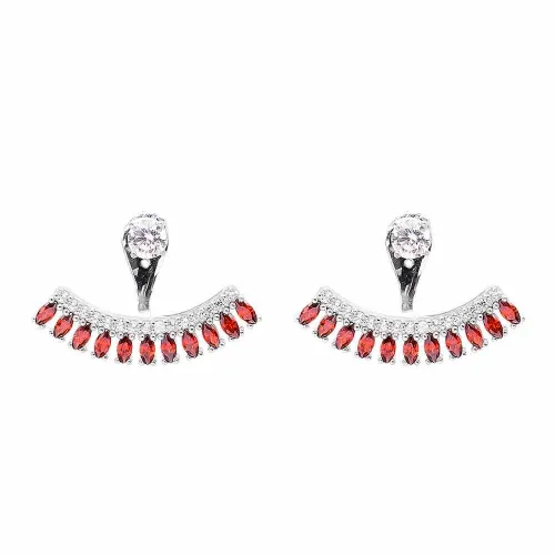 Turkish Fuchsia Fringe CZ Sterling Silver Ear Jackets