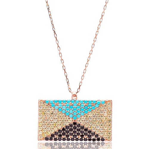 Turkish Nano Turquoise Rectangle Silver Pendant