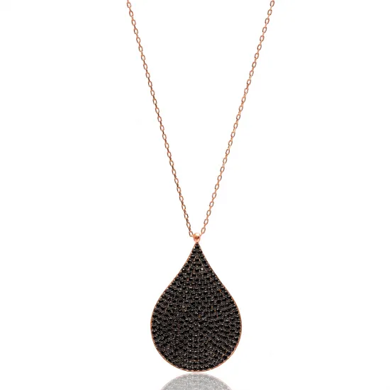 Turkish Black Pear Pave CZ 925 Sterling Silver Necklace Turkish Black Pear Pave CZ 925 Sterling Silver Necklace